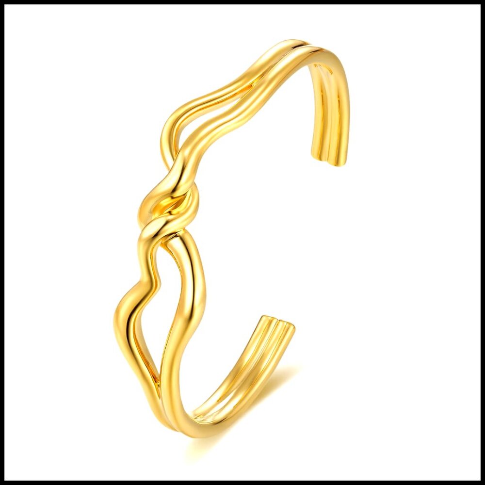 Chunky Infinity Statement Adjustable Cuff Bangle Stackable Handmade Trendy